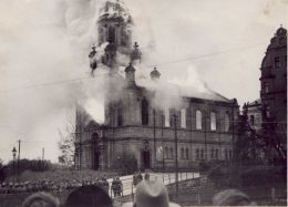Vypálená synagoga v Liberci